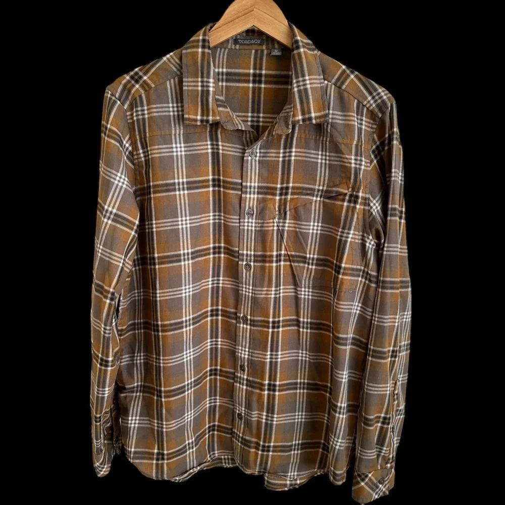 Toad & Co Mens Medium Plaid Button Up‎ Shirt Long Sleeve